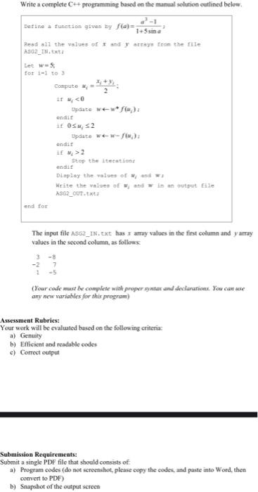 Solved Write a complete C++ programming based on the manual | Chegg.com