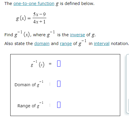 Solved The one-to-one function g ﻿is defined | Chegg.com