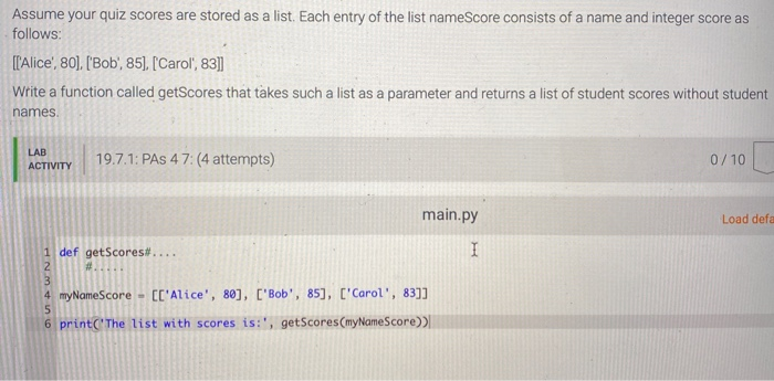 Solved: python Assume your quiz scores are stored as a lis