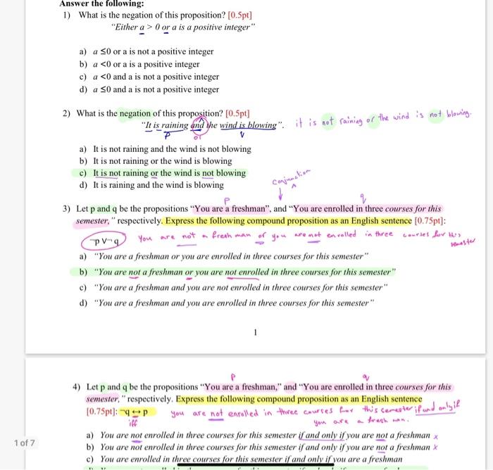 Solved Answer the following: 1) What is the negation of this | Chegg.com