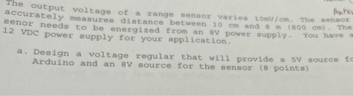 Solved The Autor output voltage of a range sensor varies | Chegg.com
