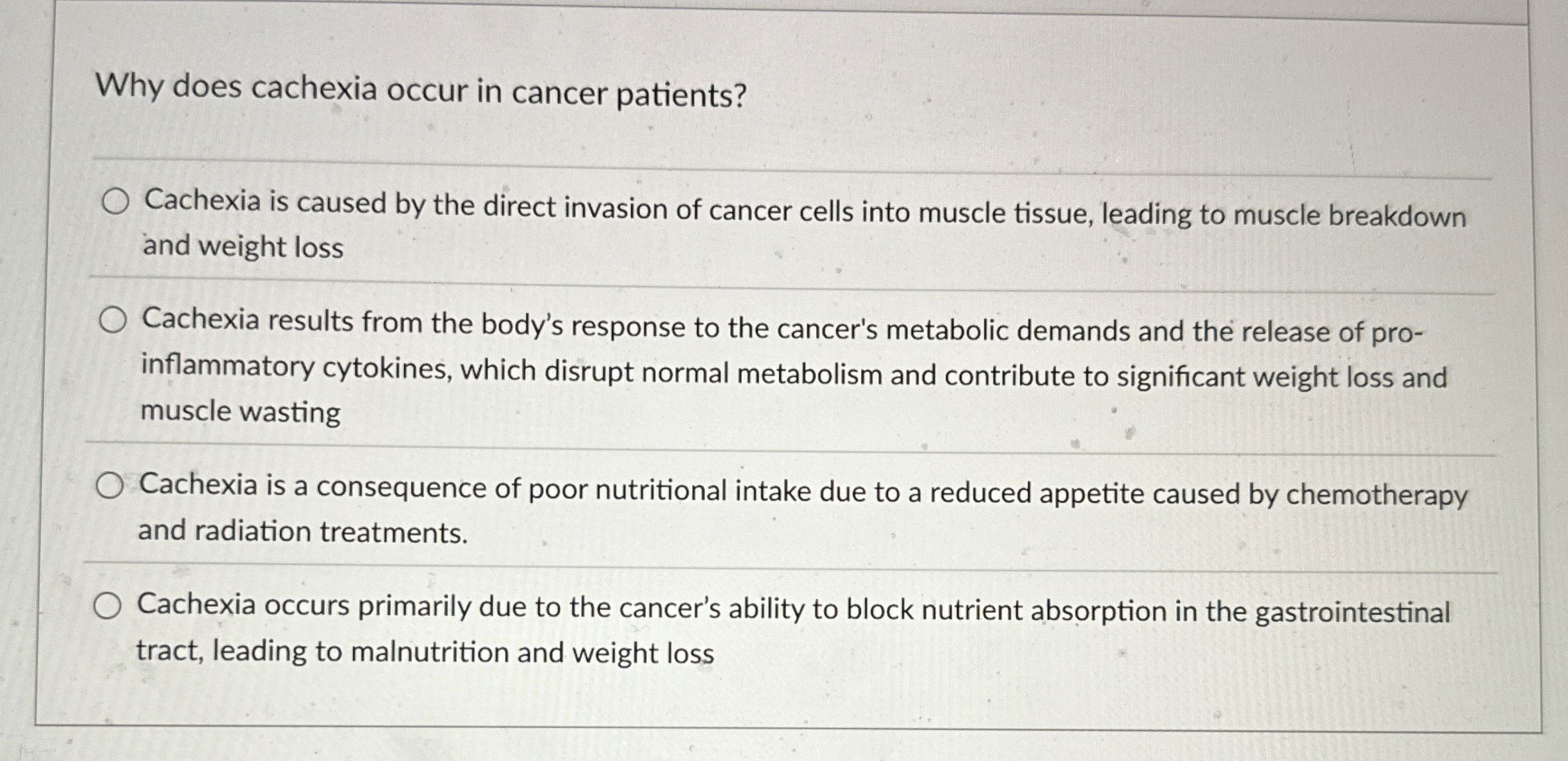 Solved Why does cachexia occur in cancer patients?Cachexia | Chegg.com