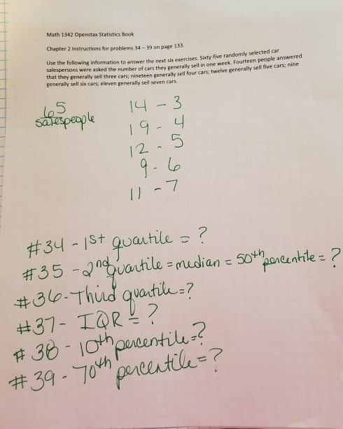 Solved Math 1342 Openstax Statistics Book Chapter 2 | Chegg.com