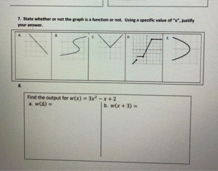 Solved 7. State whether or not the graph is a function or | Chegg.com
