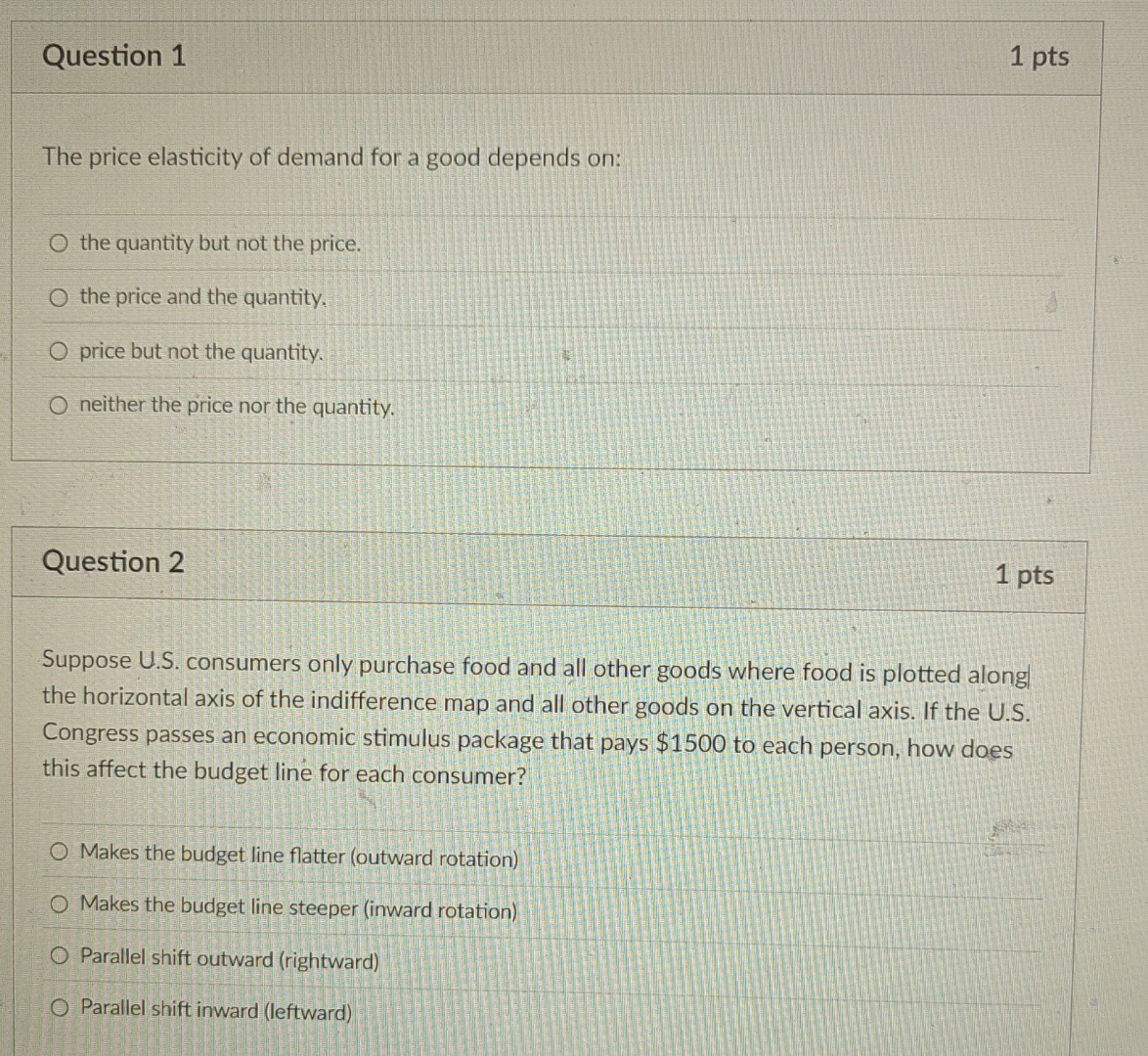Solved Question 11 ptsThe price elasticity of demand for a | Chegg.com