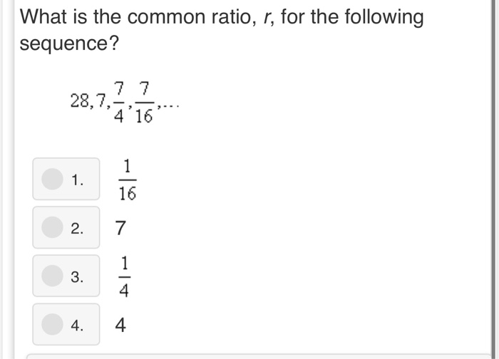 Solved What is the common ratio, r, for the geometric | Chegg.com