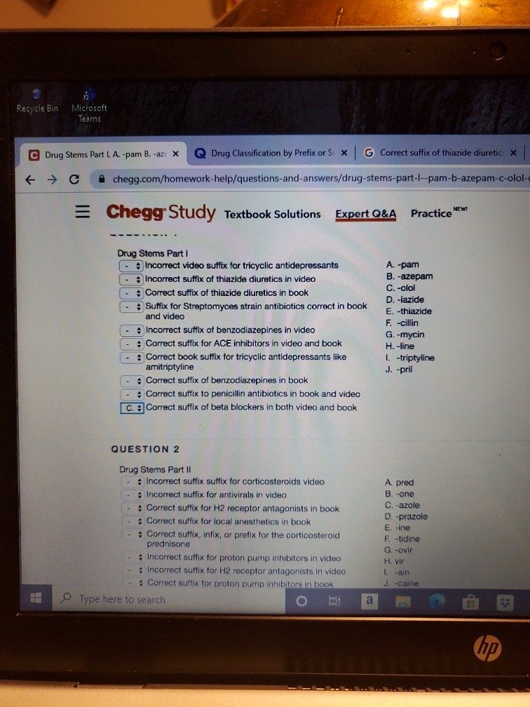 Solved Recycle Bin Microsoft Teams C Drug Stems Part LA. | Chegg.com