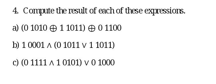 Solved 4. Compute the result of each of these expressions. | Chegg.com