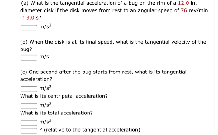 Solved (a) What is the tangential acceleration of a bug on | Chegg.com