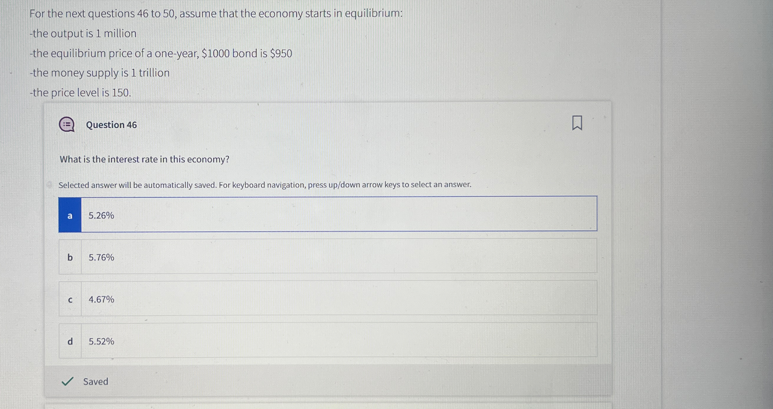 Solved For the next questions 46 ﻿to 50 , ﻿assume that the | Chegg.com