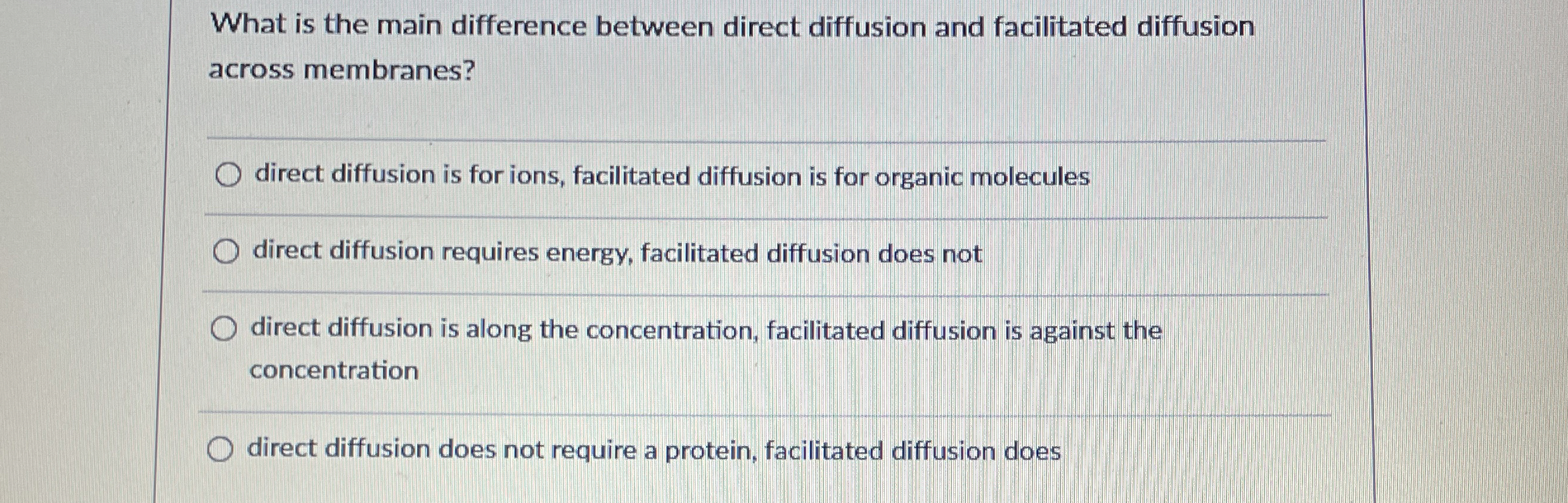 Solved What is the main difference between direct diffusion | Chegg.com