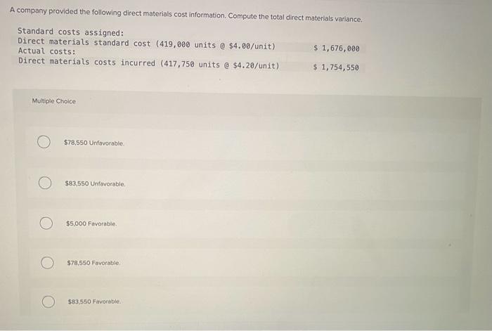 Solved A company provided the following direct materials | Chegg.com