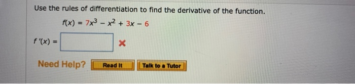 Solved Use the rules of differentiation to find the | Chegg.com