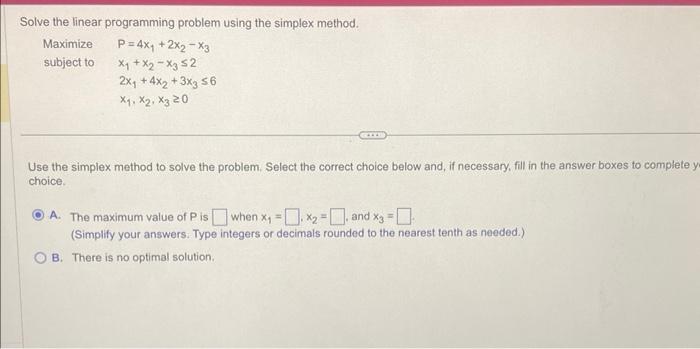 Solved Solve the linear programming problem using the | Chegg.com