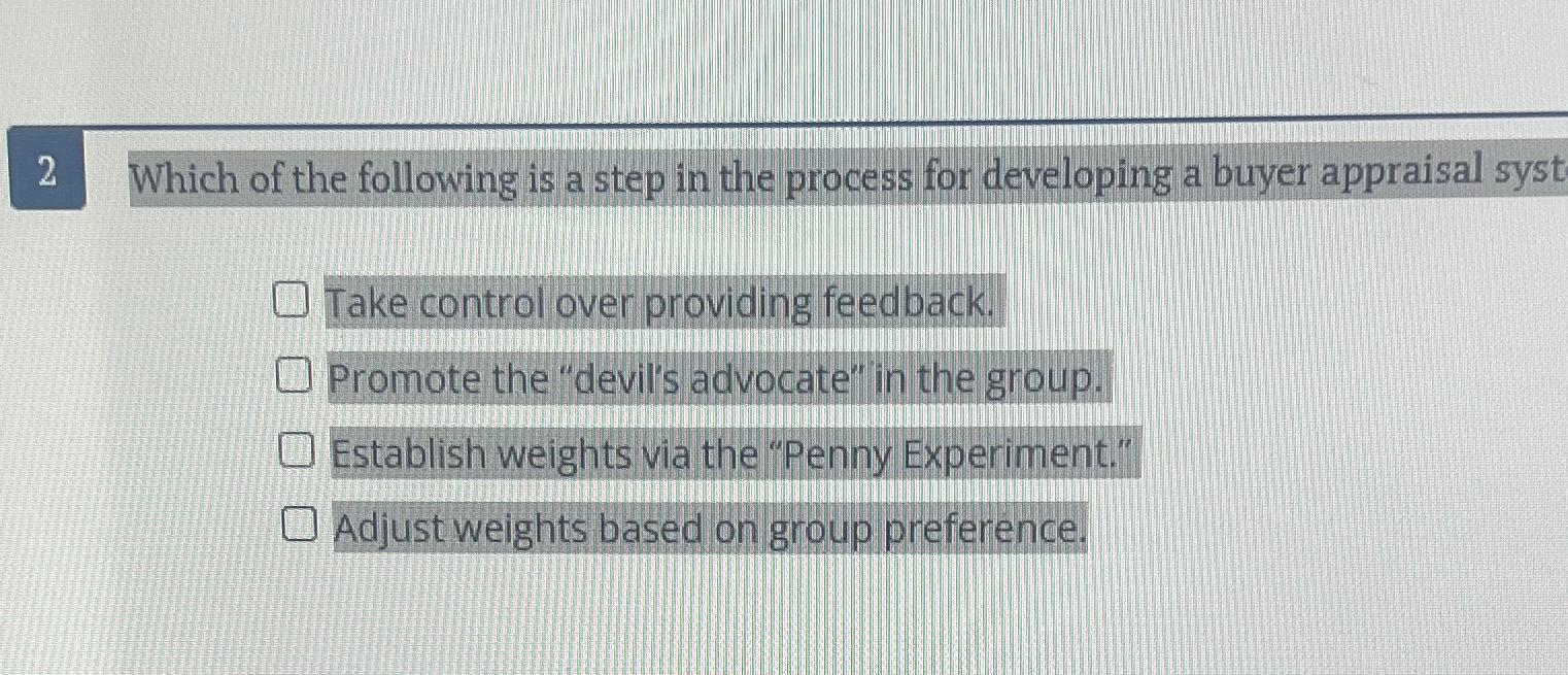 Solved Which of the following is a step in the process for | Chegg.com