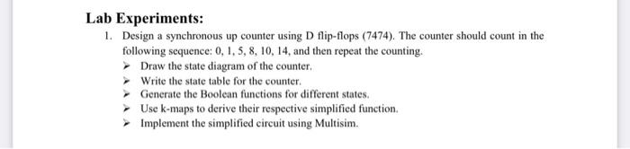 Solved Lab Experiments: 1. Design a synchronous up counter | Chegg.com