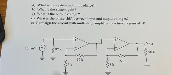 Solved A) What Is The System Input Impedance? B) What Is The | Chegg.com