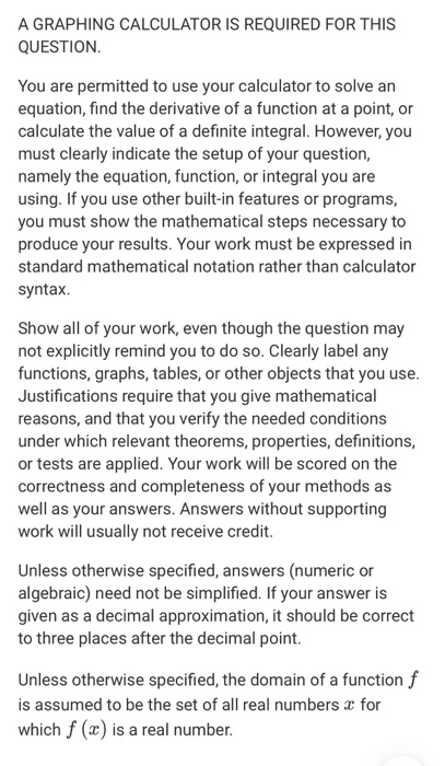 Solved A GRAPHING CALCULATOR IS REQUIRED FOR THIS QUESTION | Chegg.com
