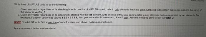 Solved Write lines of MATLAB code to do the following 1 | Chegg.com