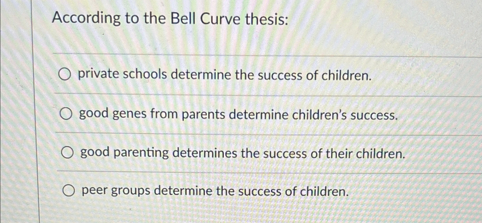 according to the bell curve thesis poverty is largely the effect of