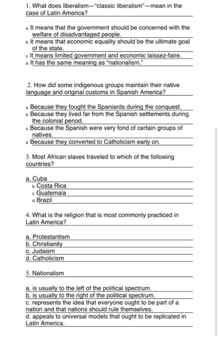 1 What Does Liberalism Classic Liberalismº Mean In Chegg Com
