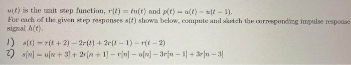 Solved ut) is the unit step function, r(t) = tu(t) and p(t) | Chegg.com