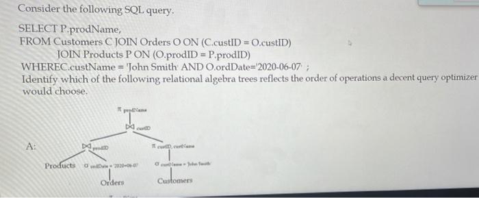 Solved Consider the following SQL query. SELECT P.prodName