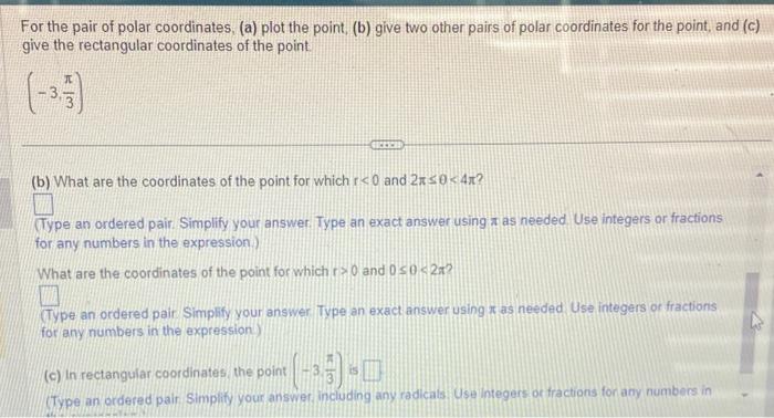 Solved For The Pair Of Polar Coordinates A Plot The