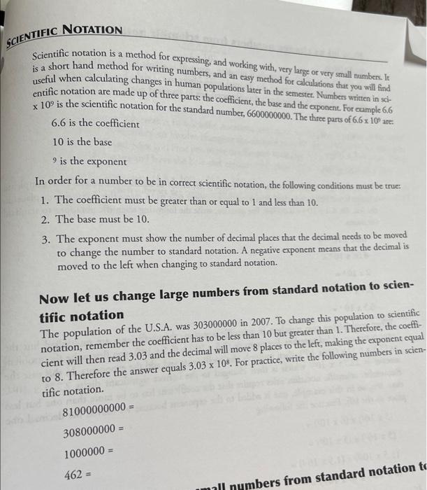 Solved SCIENTIFIC NOTATION Scientific Notation Is A Method Chegg
