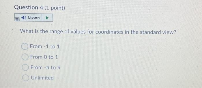 Solved Question 4 1 Point Listen What Is The Range Of