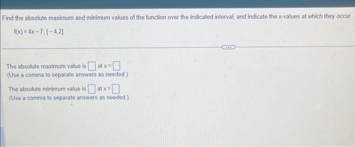 Solved Find The Absolute Maximum And Minimum Values Of The | Chegg.com