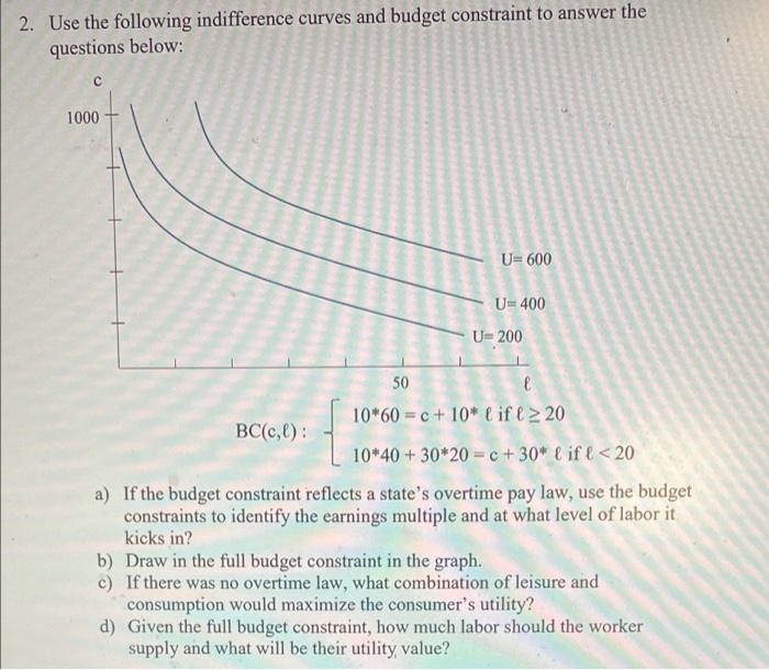 2. Use the following indifference curves and budget | Chegg.com