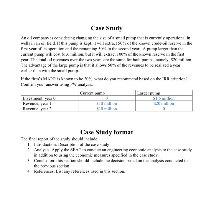 Case Study An Oil Company Is Considering Changing