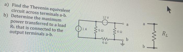 Solved a) Find the Thevenin equivalent circuit across | Chegg.com
