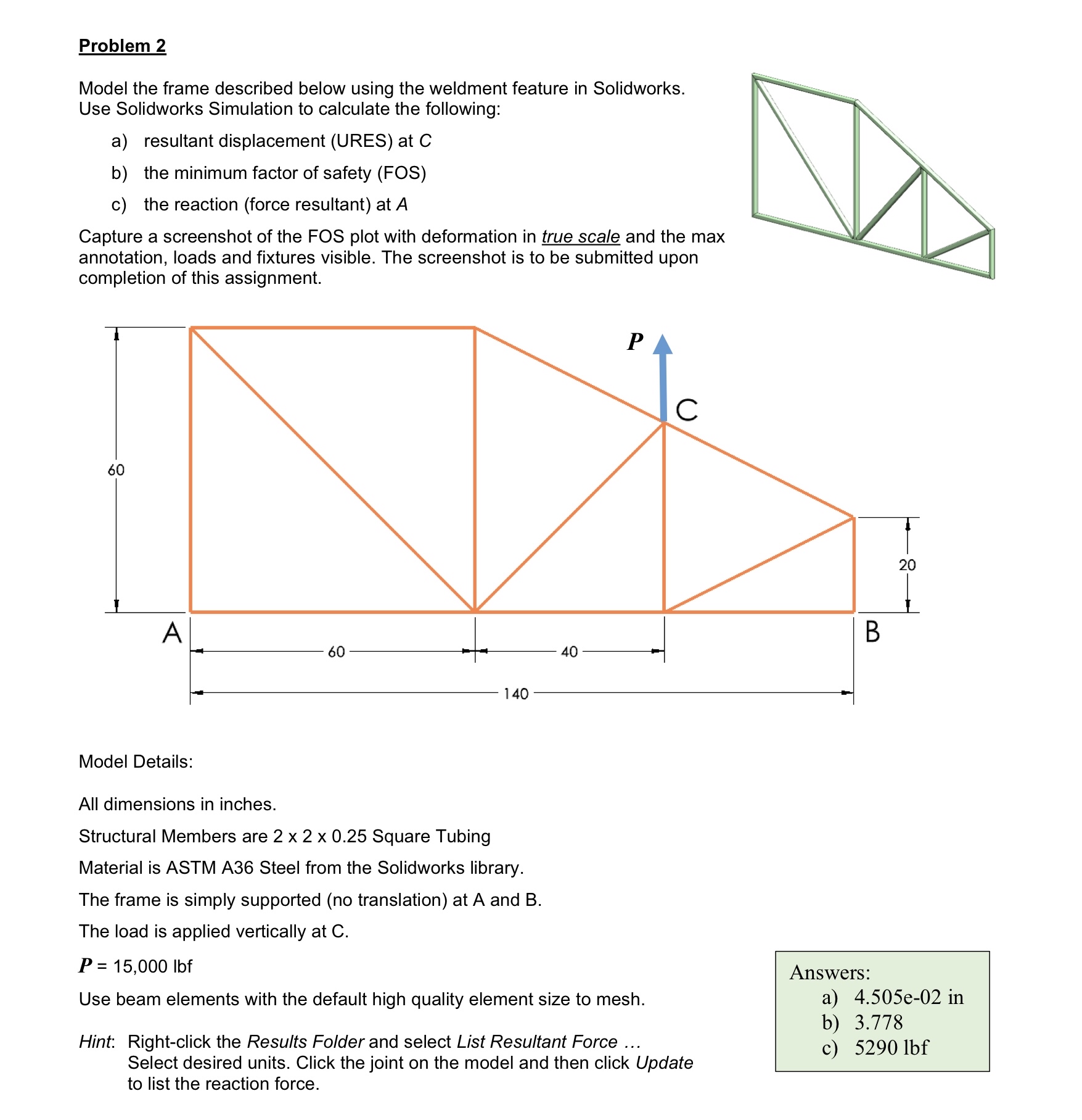 Solved Problem 2Model the frame described below using the | Chegg.com
