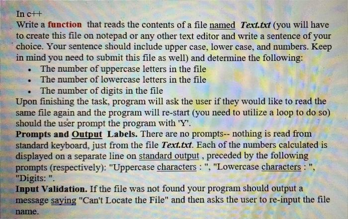 Solved . In c++ Write a function that reads the contents of | Chegg.com