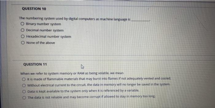 Solved QUESTION 10 The numbering system used by digital | Chegg.com