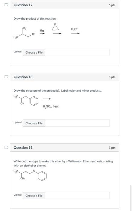 Solved U Question 17 6 Pts Draw The Product Of This React Chegg Com