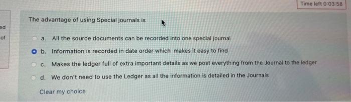 Solved The advantage of using Special journals is a. All the | Chegg.com