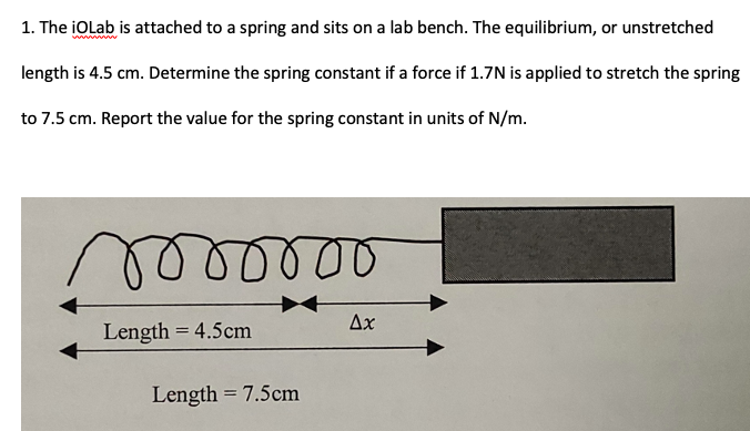 Solved 1. The iOLab is attached to a spring and sits on a | Chegg.com