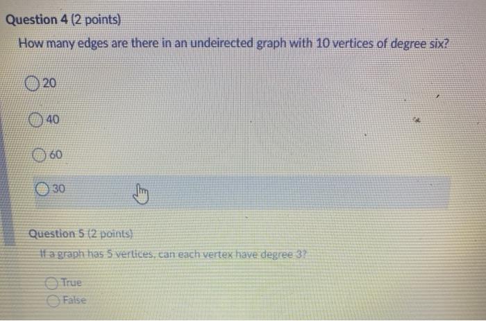 Solved Question 4 (2 points) How many edges are there in an | Chegg.com