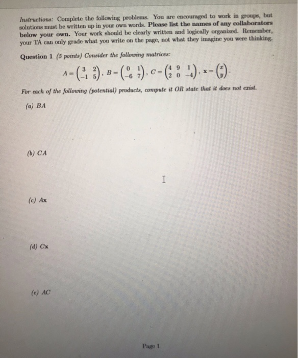 Solved Instructions: Complete the following problems. You | Chegg.com