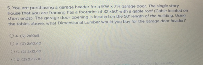 Window Door And Garage Door Headers Supporting Chegg Com