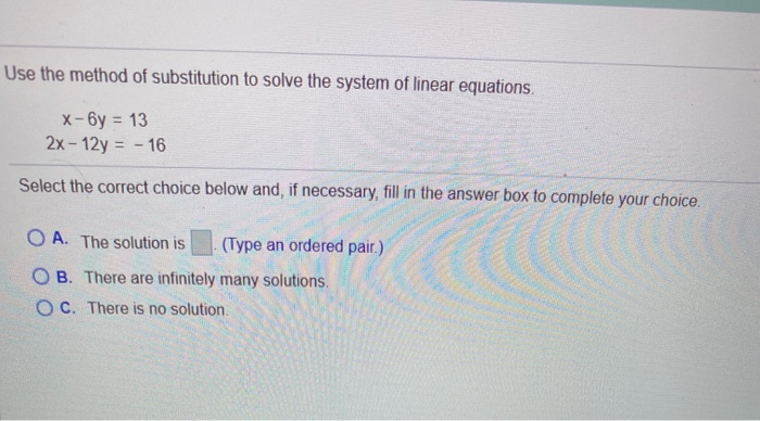 Solved Use the method of substitution to solve the system of | Chegg.com