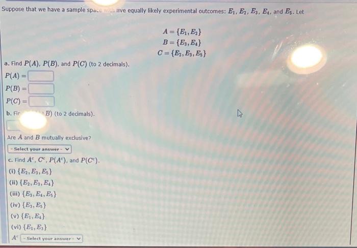 Solved Suppose that we have a sample space witive equally | Chegg.com