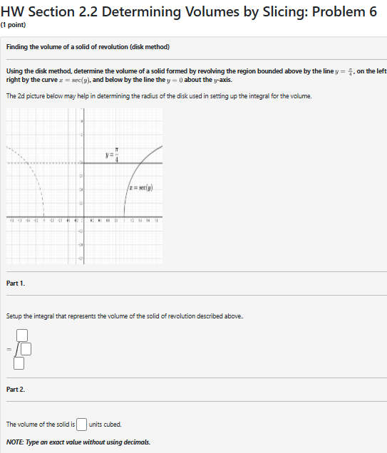 Solved Finding the volume of ﻿a solid of ﻿revolution (disk | Chegg.com