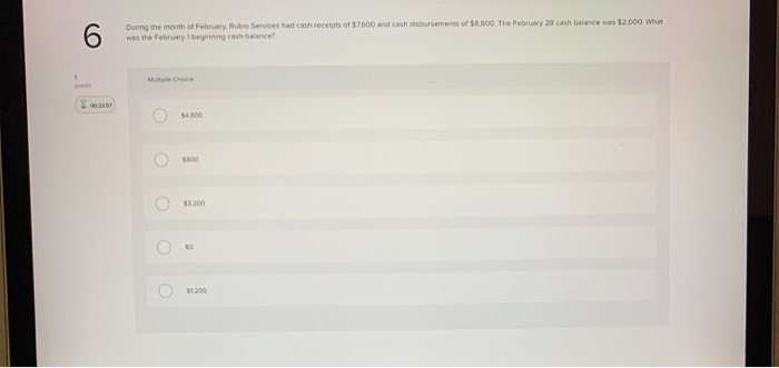 Solved 6 During the month of February, Rubio Services had | Chegg.com