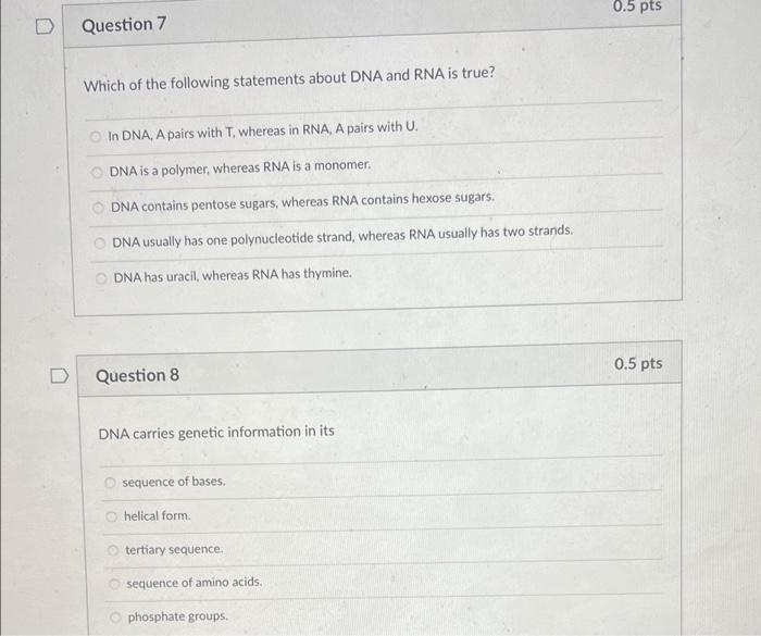 Solved 0.5 pts Question 7 Which of the following statements | Chegg.com