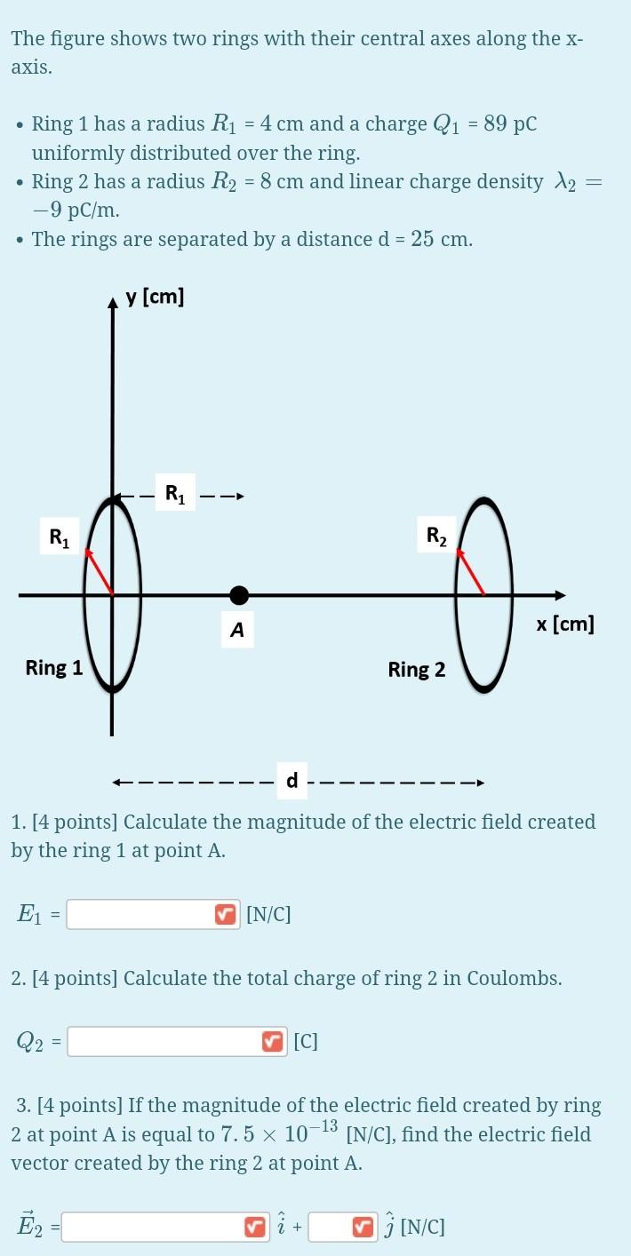 Solved The figure shows two rings with their central axes | Chegg.com