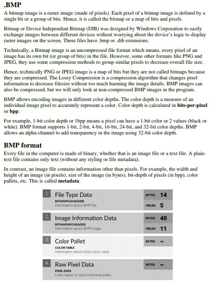 For this program, you will implement a BMP image | Chegg.com